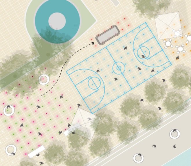diagram of park and basketball court