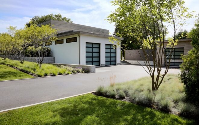 modern home design comprised of several cubed volumes