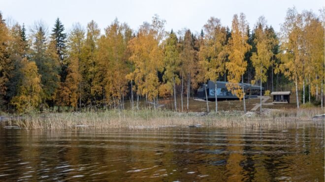 dark home near a lake