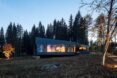 angular home with light illuminated from its interior