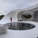 white curvaceous patio with pool