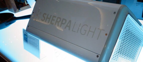 a gray light box labeled 