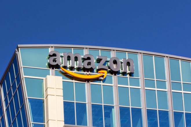 amazon signage on glass building