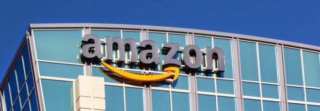 amazon signage on glass building