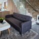 gray sofa and white coffee table