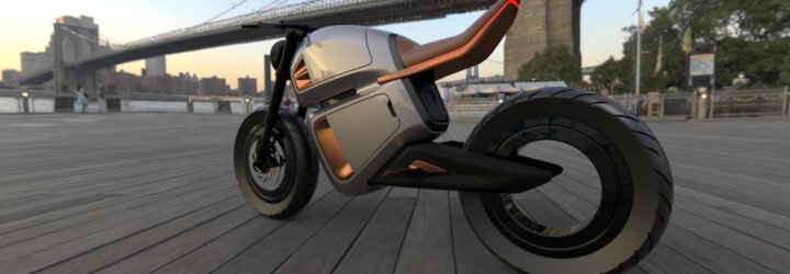 gray and orange hybrid motorcycle
