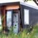 black and wood tiny home