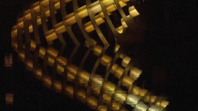 close-up of yellow LED lights