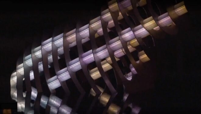 close-up of purple LED lights
