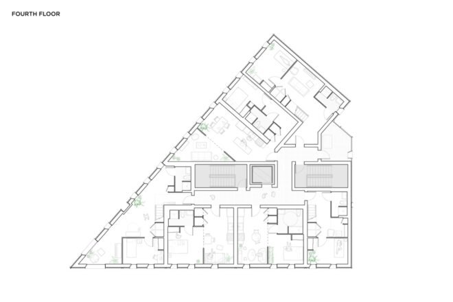 a site plan for the building's fourth floor
