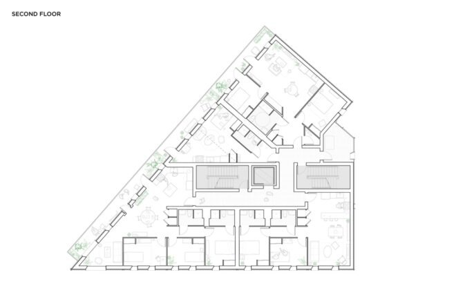 a site plan for the building's second floor