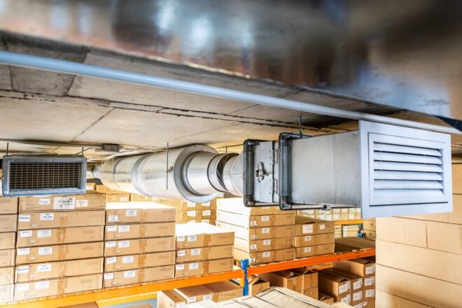 storage space and silver machinery