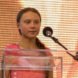 Swedish climate activist Greta Thunberg addresses the crowd of marchers participating in the Global Climate Strike