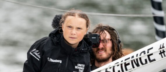16-year-old climate activist Greta Thunberg arrives into New York City after crossing the Atlantic in zero carbon sailboat at North Cove Marina