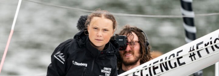 16-year-old climate activist Greta Thunberg arrives into New York City after crossing the Atlantic in zero carbon sailboat at North Cove Marina