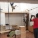 people climbing on wood lofts