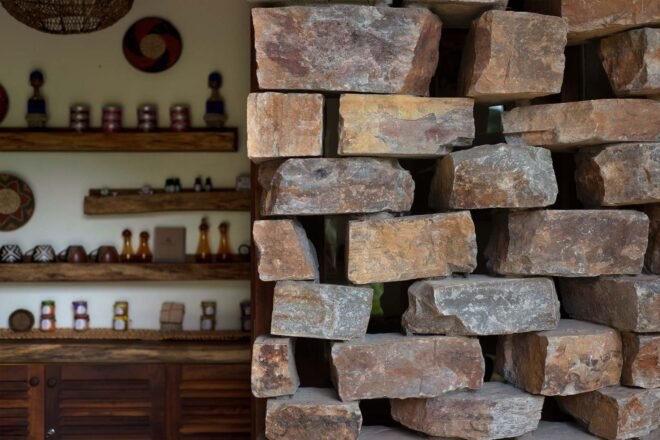 upclose shot of layered brick wall