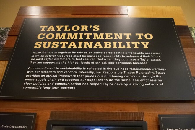 a picture of "Taylor's Commitment to Sustainability" sign