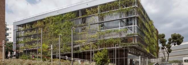 building with exterior cladding made up of greenery
