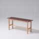 oak wood bench with a red seat