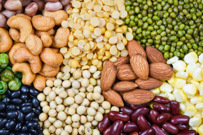 mix of lentils, nuts and beans