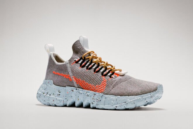 dark gray sneaker with speckled base