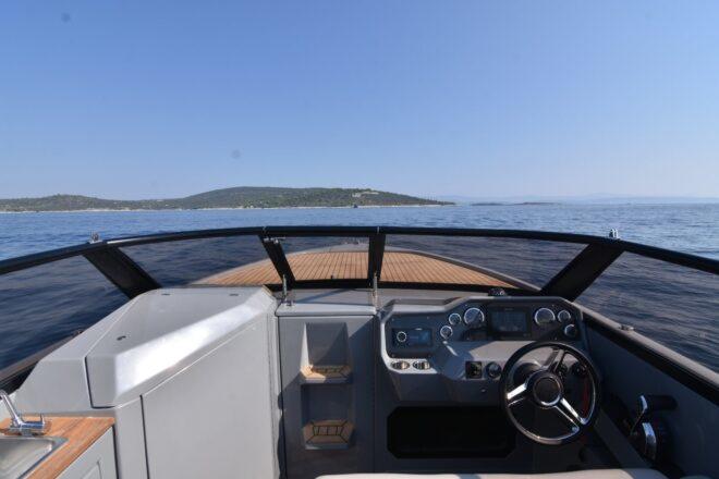 view from captain's area of boat