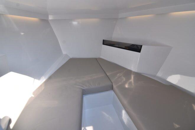interior seating area of boat