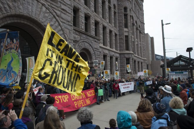 people protesting the Dakota Access Pipeline