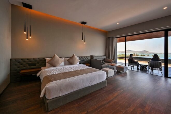 large bed in spacious hotel suite