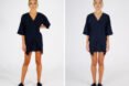 person wearing tailored navy dress
