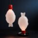 one pendant fish-shaped lamp and one fish-shaped table-top lamp