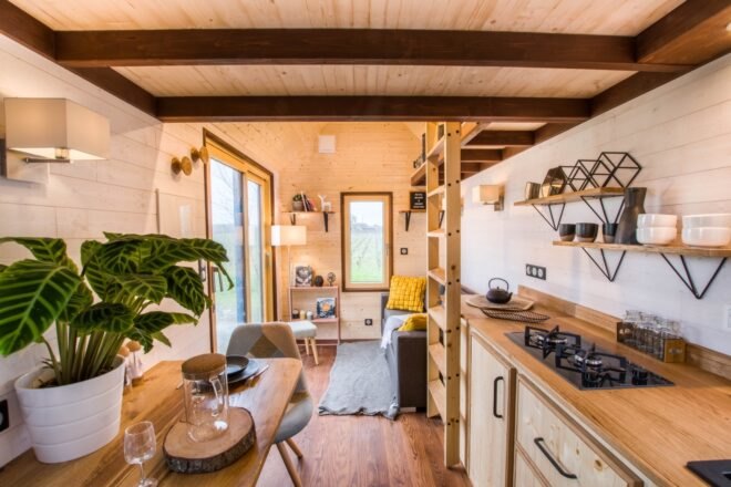 living space with kitchen and living room