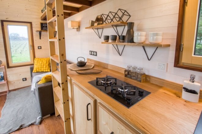 kitchen countertop with ladder