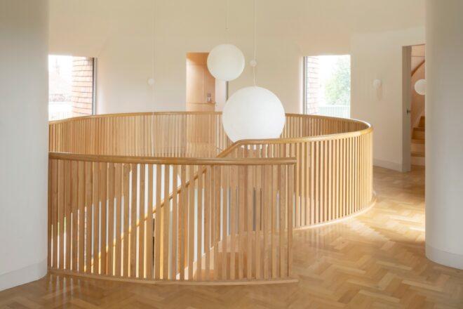 top of stairwell with timber railing