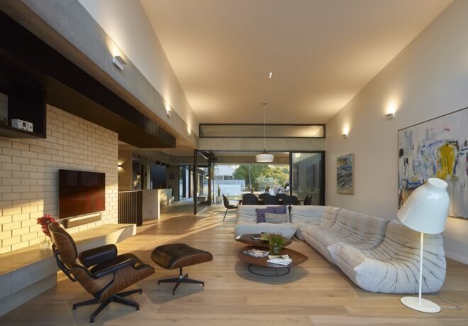 living room with light gray sectional