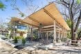 cube-like building with ample bike parking out front