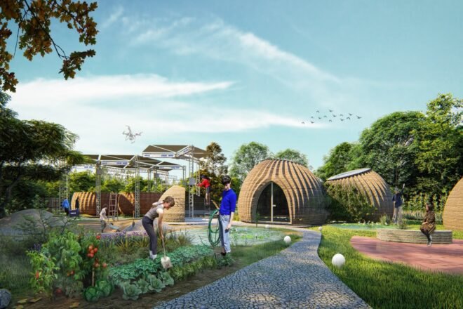 series of domed structures surrounded by gardens