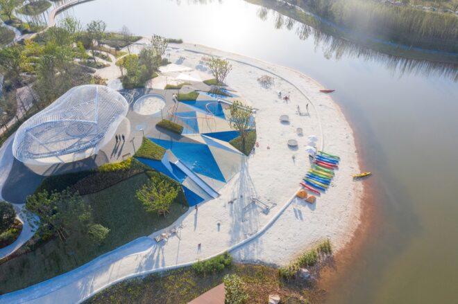 aerial image of small beach