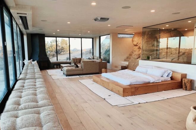 open plan living space of desert retreat