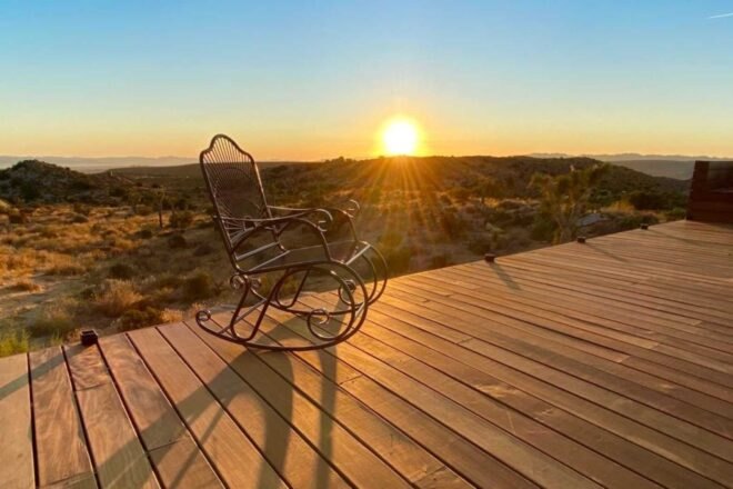 rocking chair on wooden deck
