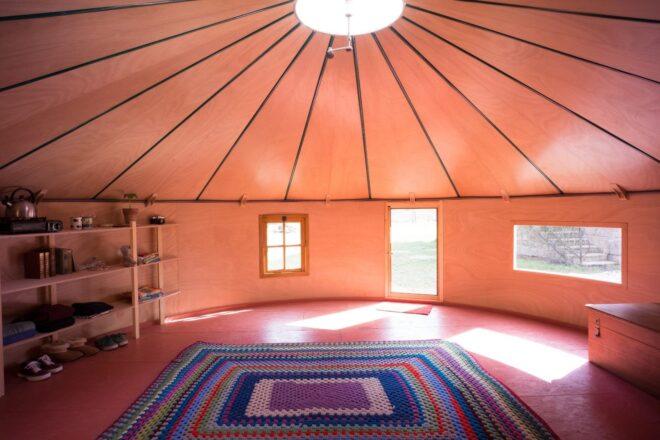 interior living space of yurt