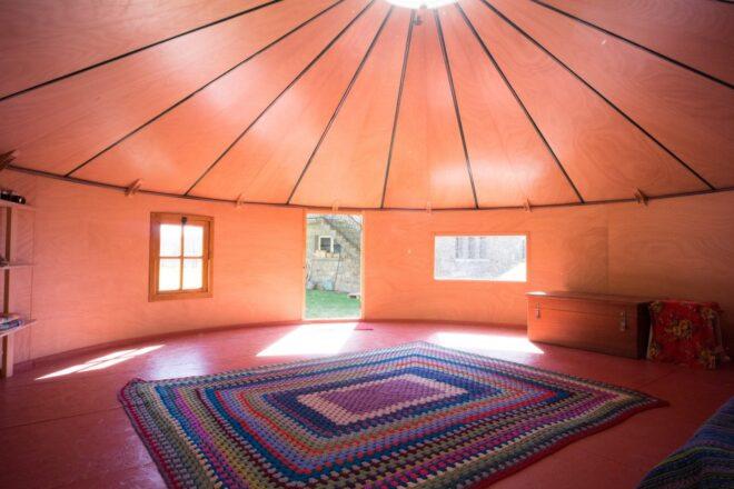 interior yurt space with natural light