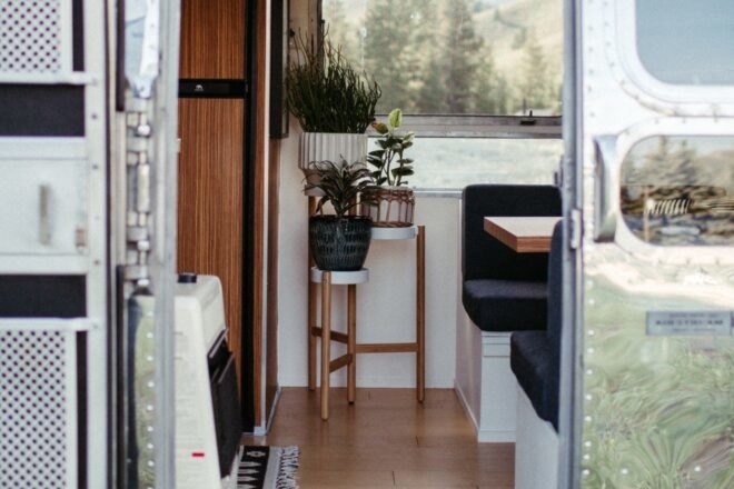 entrance into an airstream trailer