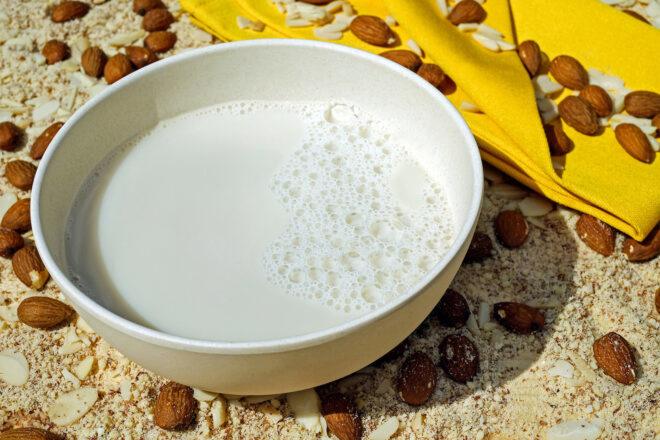 bowl of homemade almond milk