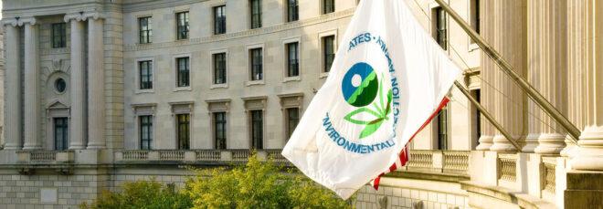 Environmental Protection Agency flag on the EPA building