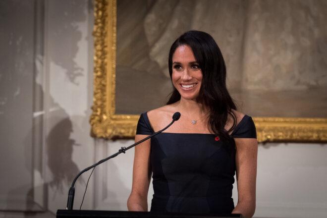 Meghan Markle speaking at a podium