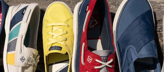 collection of boat shoes in different colors