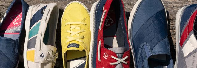 collection of boat shoes in different colors