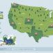 a map detailing the top ten states for homesteading in the United States
